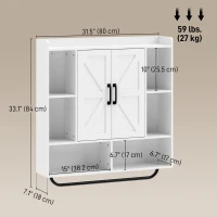 HOMCOM Bathroom Wall Cabinet, Medicine Cabinet Wall Mounted with Open and Hidden Storage Space for Bathroom, White(m-3)