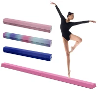Soozier 7.7ft Folding Balance Beam, Gymnastics Equipment with Anti-Slip Bottom for Kids Home Training, Red(m-9)