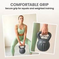 Soozier Kettlebell, 18 lbs Kettle Bell with Non-Slip Handle for Home Gym, Weight Lifting and Strength Training, Grey(m-6)