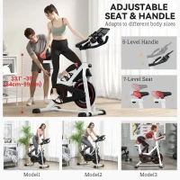 Soozier Adjustable Upright Stationary Exercise Bike w/ LCD Display, Indoor Cycling Bike for Home w/ Adjustable Resistance, White(m-7)