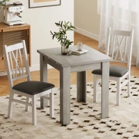 HOMCOM 55" Extendable Dining Table for 4-6, Kitchen Table with Steel Slides and Felt Pads for Small Spaces, Grey(m-8)