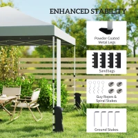 Outsunny 9.6 x 9.6 ft Pop Up Canopy Tent with Pockets, UPF 50+ 1-Button Push Outdoor Instant Canopy with Sandbags, Wheeled Bag(m-7)