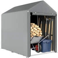 Outsunny 4 x 6ft Outdoor Storage Shed Tent, Portable Shed with Roll-up Door for Motorcycle, Bike, Garden Tools(m-12)