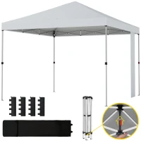 Outsunny 9.6 x 9.6 ft Pop Up Canopy Tent with Pockets, UPF 50+ 1-Button Push Outdoor Instant Canopy with Sandbags, Wheeled Bag(m-2)