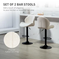 HOMCOM Bar Stools Set of 2, Swivel Barstools with Back, Adjustable Height and Footrest for Kitchen Island, Dining Room, Beige(m-4)