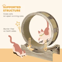 PawHut 36" Cat Wheel for Indoor Cats with Brake, Scratching Pads, Walnut(m-5)