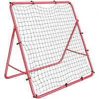 Soozier Soccer 5 Angles Adjustable Soccer Rebounder Net, Multi-Sport Training Bounce Back Net, Red(m-9)