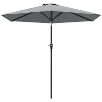 Outsunny Patio Sun Umbrella, Outdoor Parasol with 6 Ribs, Light Grey(m-2)