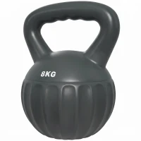 Soozier Kettlebell, 18 lbs Kettle Bell with Non-Slip Handle for Home Gym, Weight Lifting and Strength Training, Grey(m-2)