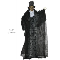 Outsunny 6FT Life Size Halloween Animatronics, Animated Grim Reaper Groom with Sound Motion Activated & Light Up Eyes(m-3)