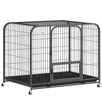 PawHut 43 Inch Heavy Duty Dog Crate, Extra Large Metal Dog Cage with Lockable Wheels and Removable Tray(m-9)