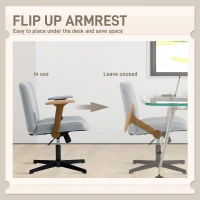 HOMCOM Criss Cross Chair with Flip-up Armrests, Wide Office Chair with Adjustable Height, Tilting, No Wheels, Grey(m-5)