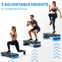 Soozier Aerobic Exercise Step Platform, 4"/6"/8" Adjustable Aerobic Stepper with Risers, Workout Stepper for Home Gym, Blue(m-4)