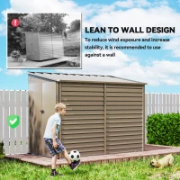 Outsunny 4.6' x 9' Steel Outdoor Storage Shed, Lean to Shed, Metal Tool House with Foundation Kit, Lockable Doors, Gloves and 2 Air Vents for Backyard, Patio, Lawn, Brown(m-6)