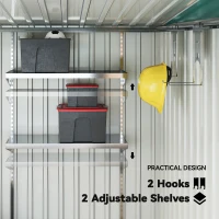 Outsunny 5'x7' Lean-to Galvanized Metal Shed with Foundation, Garden Tool Storage House with Sliding Door and 2 Vents, Green(m-5)
