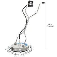 Outsunny 18" Pressure Washer Surface Cleaner with 4 Wheels, Stainless Steel Power Washer Surface Cleaner with 1/4" Quick Connector, 2 Handles, 3600 PSI, Silver(m-3)