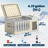 Outsunny 12 Volt Car Refrigerator, 17QT Car Fridge Electric Cooler, 12/24V DC and 100-240V AC, -4℉-50℉, Portable Refrigerator(m-3)