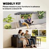 Outsunny 3 Seater Outdoor Seat Pads Bench Swing Chair Replacement Cushions Backrest for Patio Garden, Dark Grey(m-9)