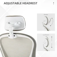Vinsetto Office Chair, Mesh Computer Desk Chair with Adjustable Headrest, 4D Lumbar Support, Flip-up Arm, Grey(m-5)