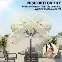 Outsunny 6.5x4ft Rectangle Patio Umbrella Aluminum Tilt Adjustable Garden Parasol  Sun Shade Outdoor Canopy Cream White(m-6)