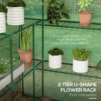 Outsunny Portable Greenhouse, Walk-In Small Outdoor Green House with 2 Tier U-Shaped Flower Rack Shelves, 4.6' x 4.7', Green(m-4)