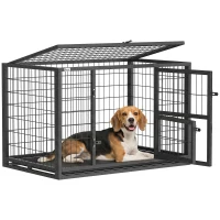 PawHut 37 Inch Heavy Duty Dog Crate, Large Metal Dog Kennel with Removable Tray, 3 Doors and Secure Lock(m-9)
