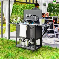 Outsunny 104 Quart Large Capacity Outdoor Cooler Cart, Patio Rolling Ice Chest with Bottle Opener Shelves Wheels, Black(m-8)