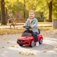 Qaba Mercedes-Benz C-Class Licensed Kids Ride On Car, Foot-to-Floor Toy with Anti-Tip Design, Horn & Start Sound, Red(m-10)