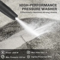 Outsunny Electric Pressure Washer, 2176 PSI High Pressure Washer with 20 ft Outlet Hose, Adjustable Nozzle, 1.9GPM Power Washer(m-4)