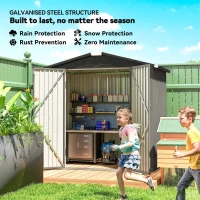 Outsunny 6.5' x 4'  Outdoor Storage Shed, Metal Garden Shed with Lockable Double Doors, 4 Vents, Light Grey(m-4)