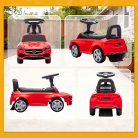 Qaba Mercedes-Benz C-Class Licensed Kids Ride On Car, Foot-to-Floor Toy with Anti-Tip Design, Horn & Start Sound, Red(m-9)
