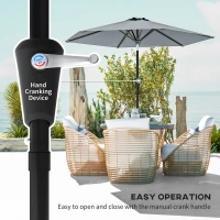 Outsunny Patio Sun Umbrella, Outdoor Parasol with 6 Ribs, Light Grey(m-4)