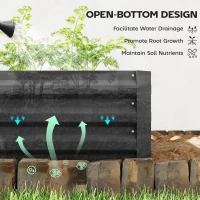 Outsunny 95" x 36" x 12" Galvanized Raised Garden Bed, Metal Elevated Planter Box for Growing Flowers, Herbs, Succulents, Black(m-4)