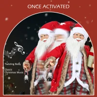 HOMCOM Life Size Singing and Dancing Santa Claus, Standing Animated Santa Claus with Posable Arms, Lantern, Sound Activated(m-5)