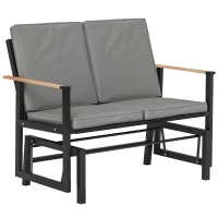 Outsunny Outdoor Glider Bench for 2 Person, Patio Glider Loveseat with Thick Cushions for Garden Balcony Porch, Dark Grey(m-9)