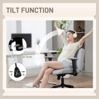 HOMCOM Criss Cross Chair with Flip-up Armrests, Wheels, Wide Office Chair with Adjustable Height, Tilting, Grey(m-6)