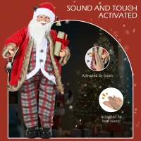 HOMCOM Life Size Singing and Dancing Santa Claus, Standing Animated Santa Claus with Posable Arms, Lantern, Sound Activated(m-4)