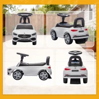 Qaba Mercedes-Benz C-Class Licensed Kids Ride On Car, Foot-to-Floor Toy with Anti-Tip Design, Horn & Start Sound, White(m-9)