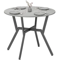 HOMCOM 35" Round Dining Table, Modern Dining Room Table with Steel Frame, Space Saving Small Kitchen Table, Grey(m-9)