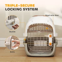 PawHut Hard-Sided Travel Pet Carrier, Plastic Dog and Cat Kennel for Small Dogs and Cats, Portable Crate with Steel Wire Door(m-5)