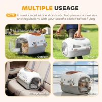 PawHut Hard-Sided Travel Pet Carrier, Plastic Dog and Cat Kennel for Small Dogs and Cats, Portable Crate with Steel Wire Door(m-4)