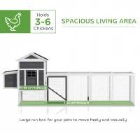 PawHut 117" Extra Large Chicken Coop with Asphalt Roof, Wooden Hen House with Slide-out Tray, Quail Hutch with Nesting Box, Grey(m-4)