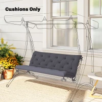 Outsunny 3 Seater Outdoor Seat Pads Bench Swing Chair Replacement Cushions Backrest for Patio Garden, Dark Grey(m-1)