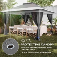 Outsunny 11.7' x 11.7' Pop Up Canopy Tent with Netting, UPF50+ Instant Sun Shelter with Wheeled Carry Bag and Sand Bags(m-6)