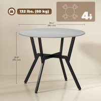 HOMCOM 35" Round Dining Table, Modern Dining Room Table with Steel Frame, Space Saving Small Kitchen Table, Grey(m-3)
