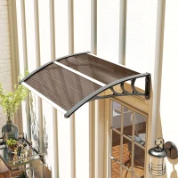 Outsunny Window Awning Door Canopy, Polycarbonate Cover Patio Awnings, 47" x 30", Brown(m-8)