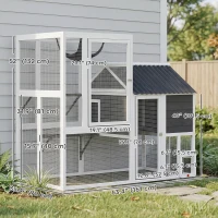 PawHut Catio Outdoor Cat Enclosure, 63" L Large Cat House with 4-Way Adjustable Door, Private House, Hammock, 2 Platforms(m-3)