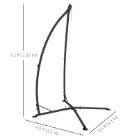 Outsunny Hammock Chair Stand, Hanging Heavy Duty Steel Frame Hammock Stand Only with Chain for Indoor & Outdoor Use, Black(m-3)
