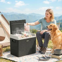 Outsunny 12 Volt Car Refrigerator, 53QT Car Fridge Electric Cooler, 12/24V DC and 100-240V AC, -4-68 ℉, Portable Refrigerator(m-1)