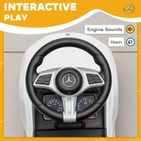 Qaba Mercedes-Benz C-Class Licensed Kids Ride On Car, Foot-to-Floor Toy with Anti-Tip Design, Horn & Start Sound, White(m-6)